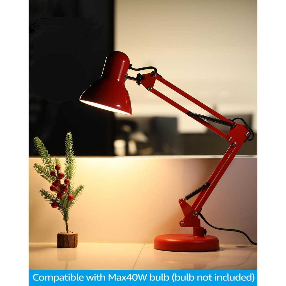 Modern Metal Desk Lamp w/ Articulating Design and Adjustable Clamp for Home Office and Study