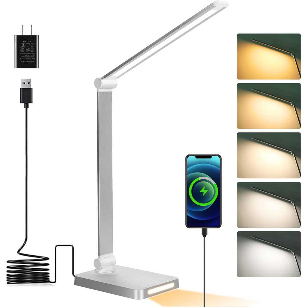 LED Desk Lamp w/ USB Charging Port and Timer for Home Office Productivity