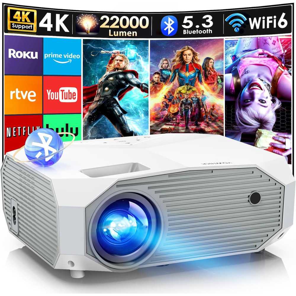 4K WiFi Home Projector w/ Electric Keystone and 5G Connectivity