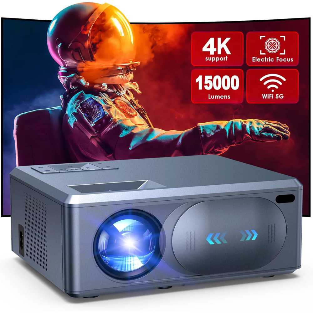 Pro V9 Outdoor Home Movie Projector w/ Auto Focus, WiFi 6, and 4K Support