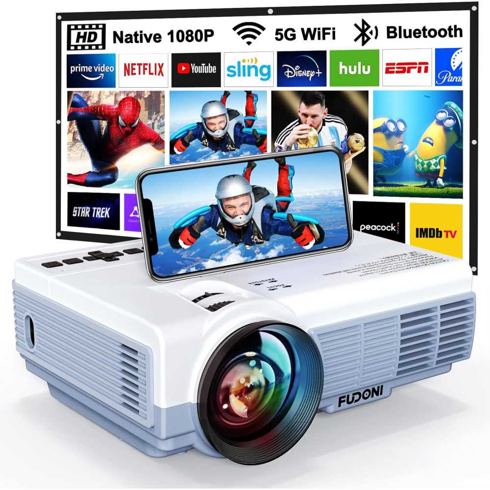 4K WiFi Home Projector w/ Electric Keystone and 5G Connectivity