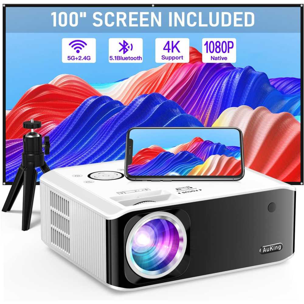 Electric Focus 4K Home Projector: Portable Device for Outdoor Movies and Home Theaters!