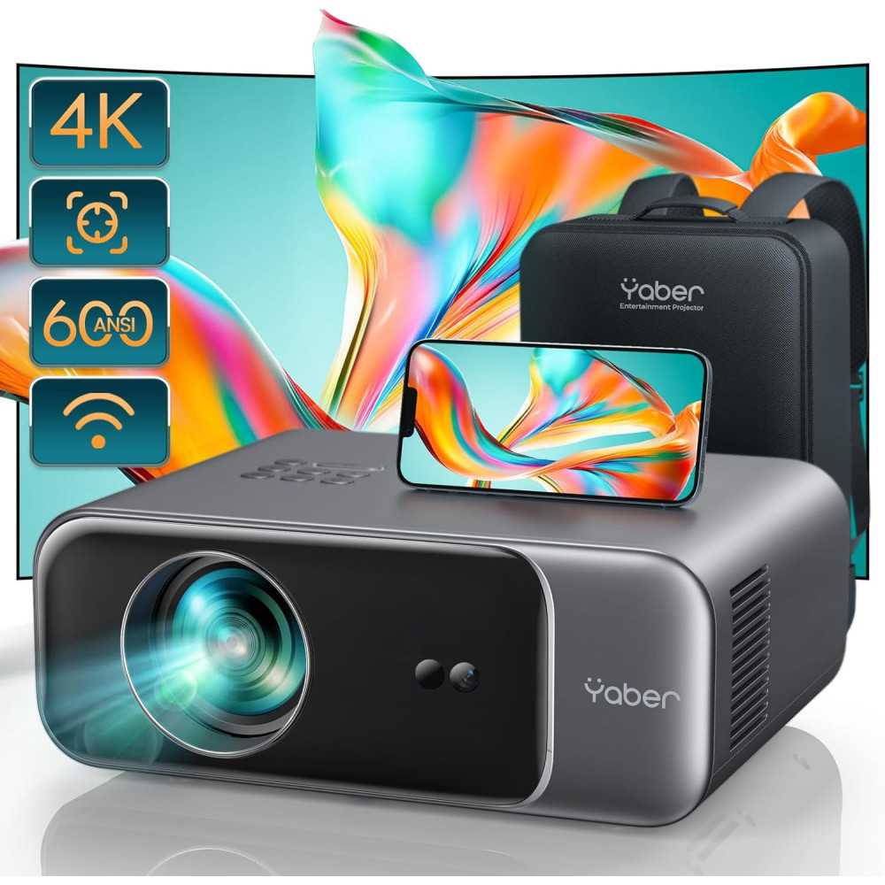 Pro V9 Outdoor Home Movie Projector w/ Auto Focus, WiFi 6, and 4K Support