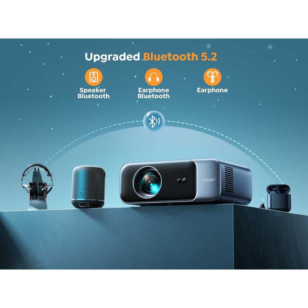 Pro V9 Outdoor Home Movie Projector w/ Auto Focus, WiFi 6, and 4K Support