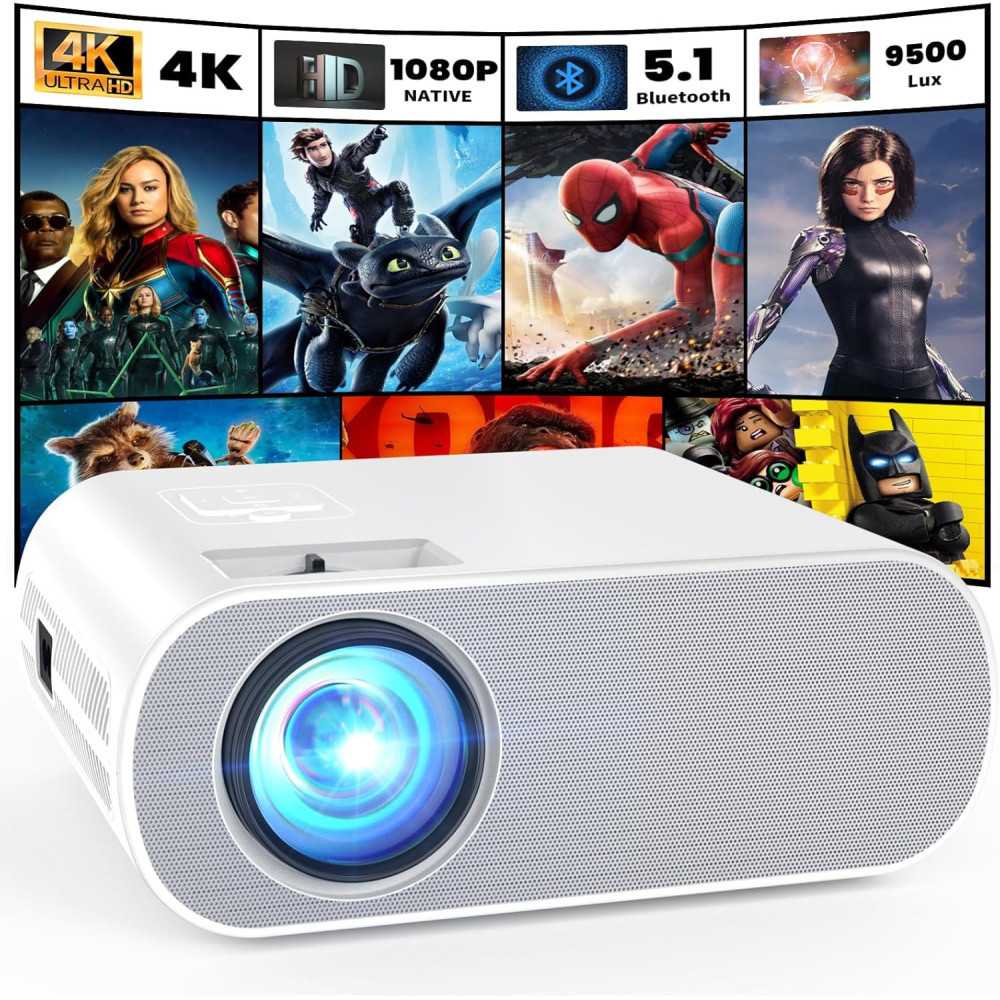 4K Smart Movie & Gaming Projector: Stunning 450" Display, WiFi 6, Bluetooth 5.3 & Versatile Connectivity for Epic Entertainment