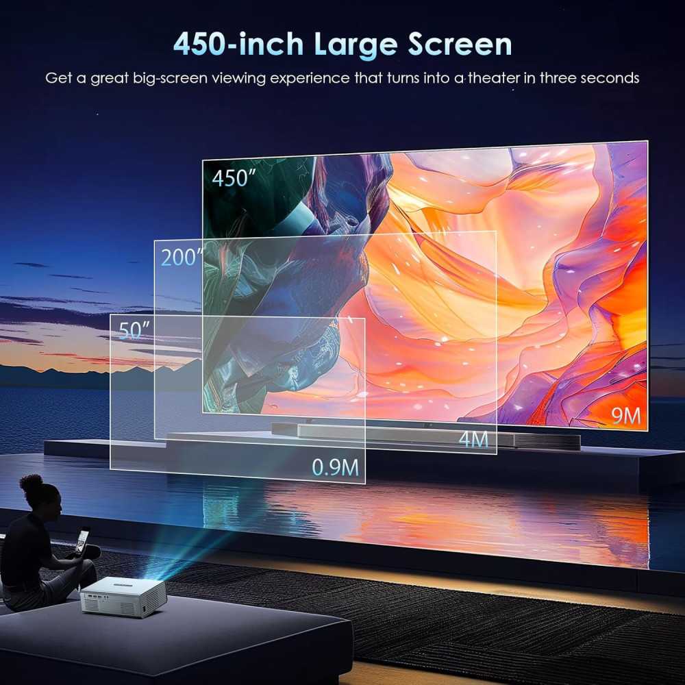 Electric Focus Outdoor Gaming Projector: WiFi 6, Bluetooth 5.3, and Auto Keystone Correction for Ultimate Viewing Experience