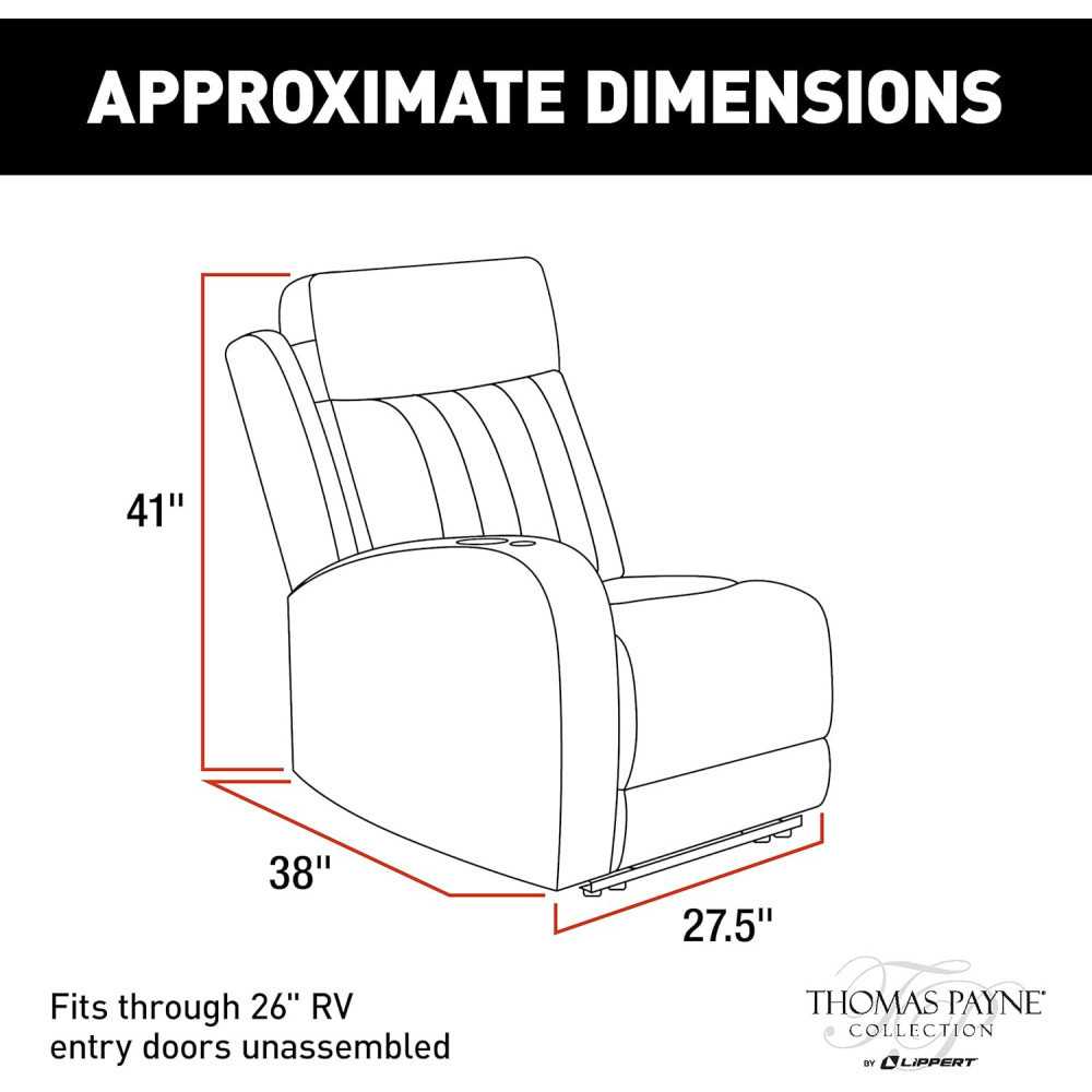 Thomas Payne® Seismic Series Luxury RV Theater Seating Recliner with Remote Control Power Recline, Massage, and Lumbar Support