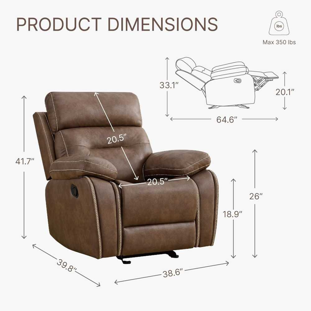 Luxurious Leather Recliner w/ Overstuffed Armrests for Stylish Home Theater Seating