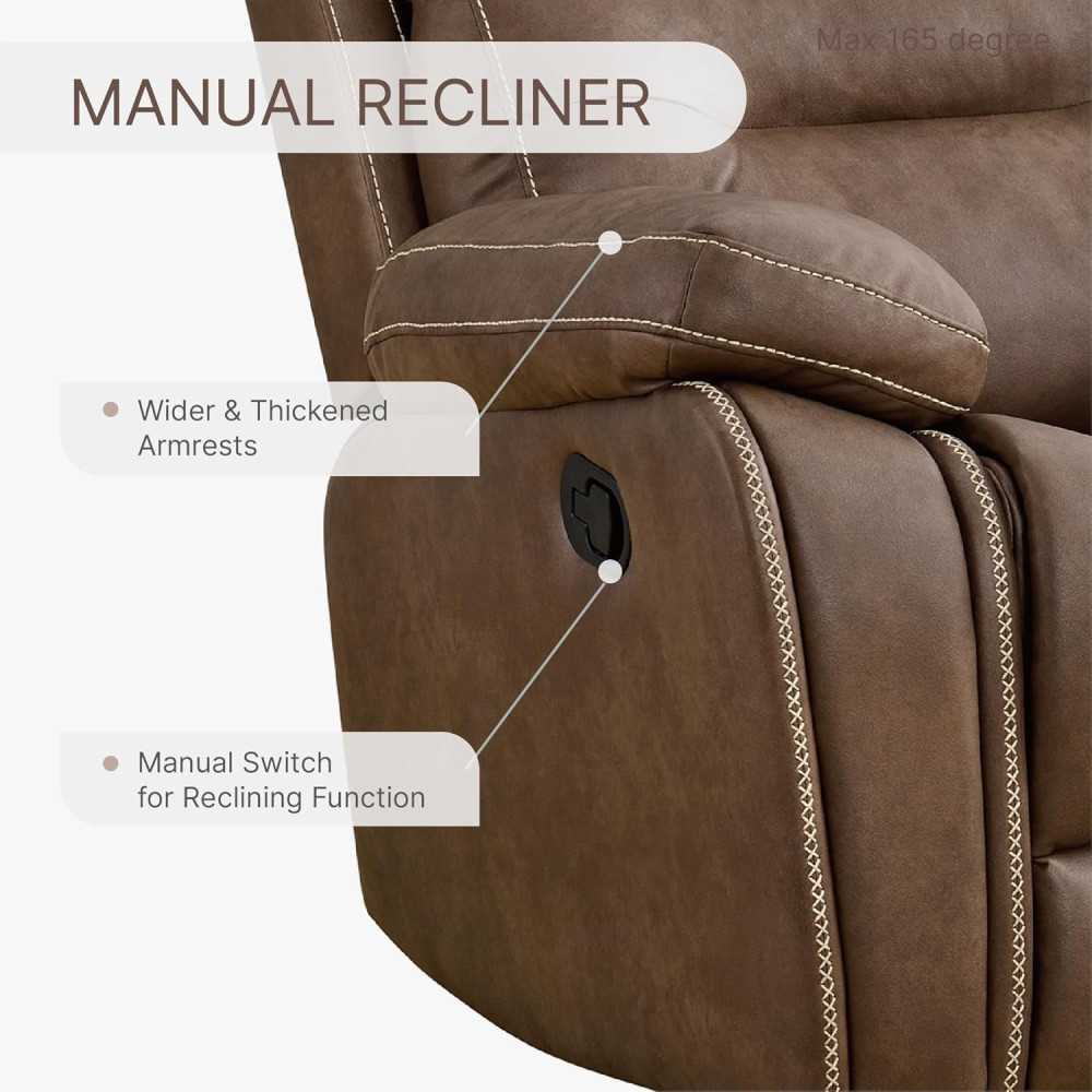 Luxurious Leather Recliner w/ Overstuffed Armrests for Stylish Home Theater Seating