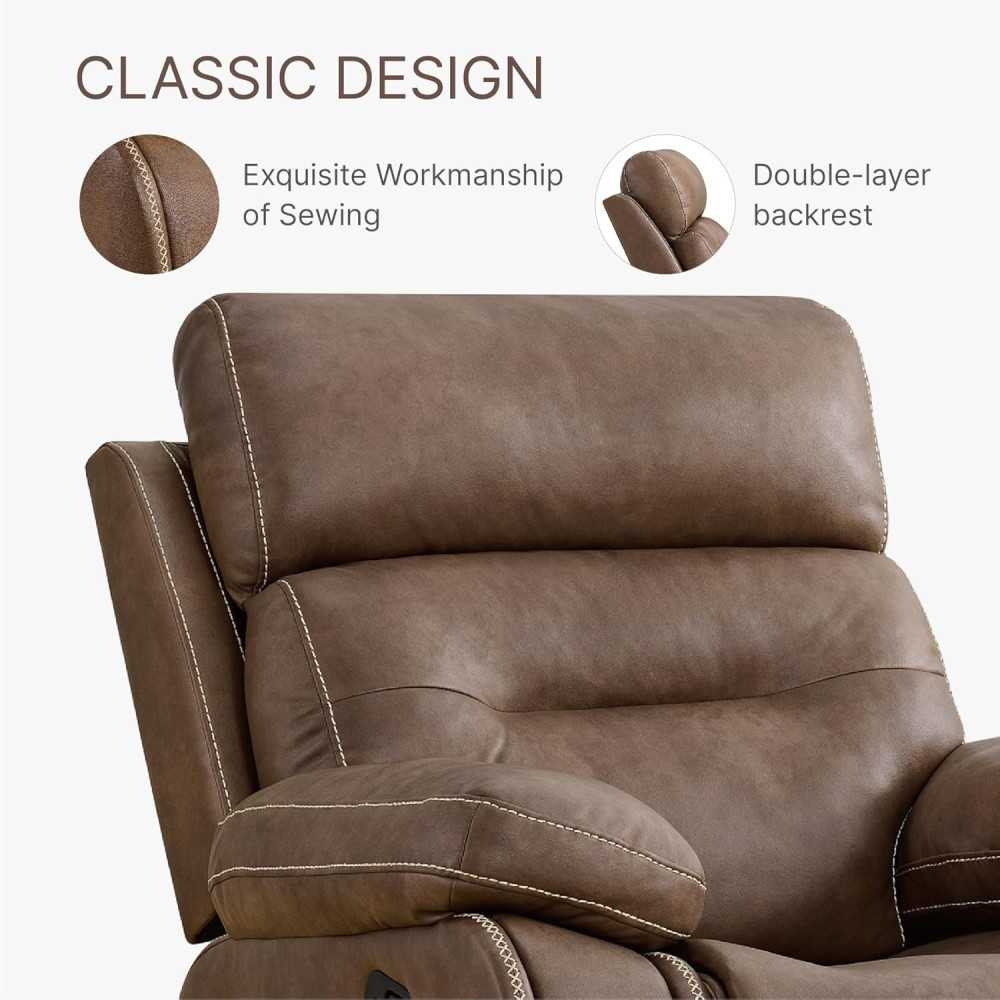 Luxurious Leather Recliner w/ Overstuffed Armrests for Stylish Home Theater Seating