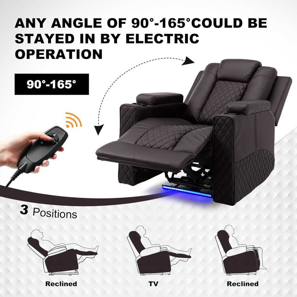 Electric Massage Recliner Sofa w/ LED Lighting and Cup Holders for Home Theater Seating