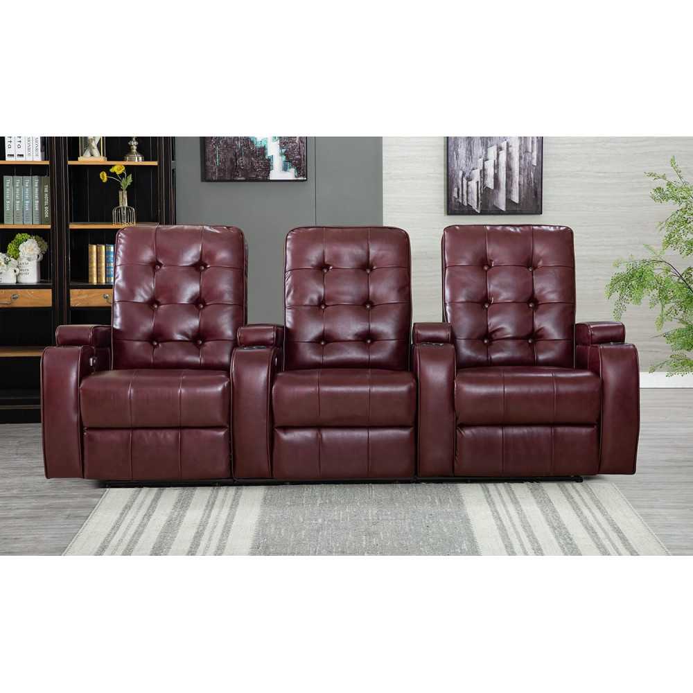 Air Leather Power Sofa w/ Cup Holders and USB Port for Gaming and Home Theater Seating