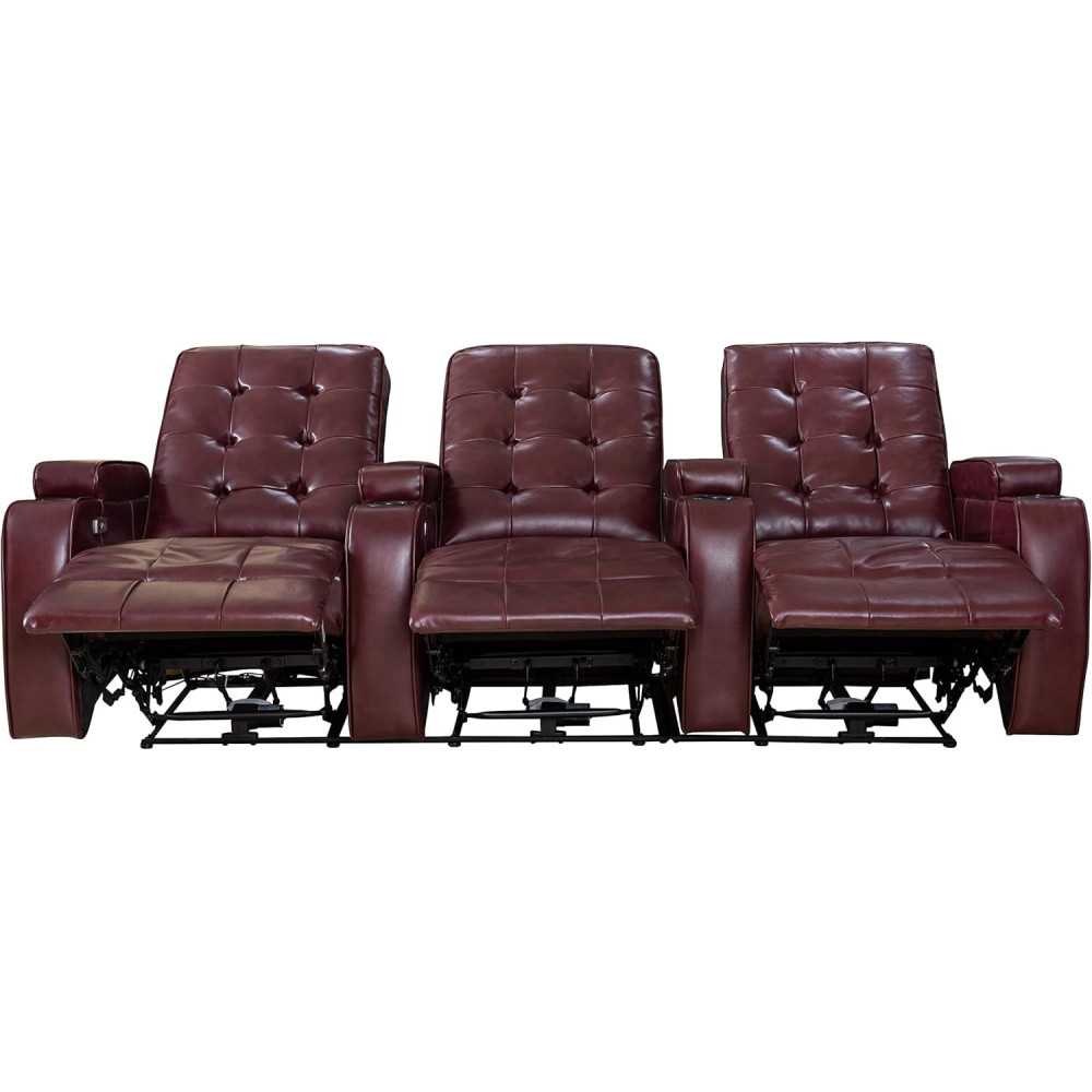 Air Leather Power Sofa w/ Cup Holders and USB Port for Gaming and Home Theater Seating