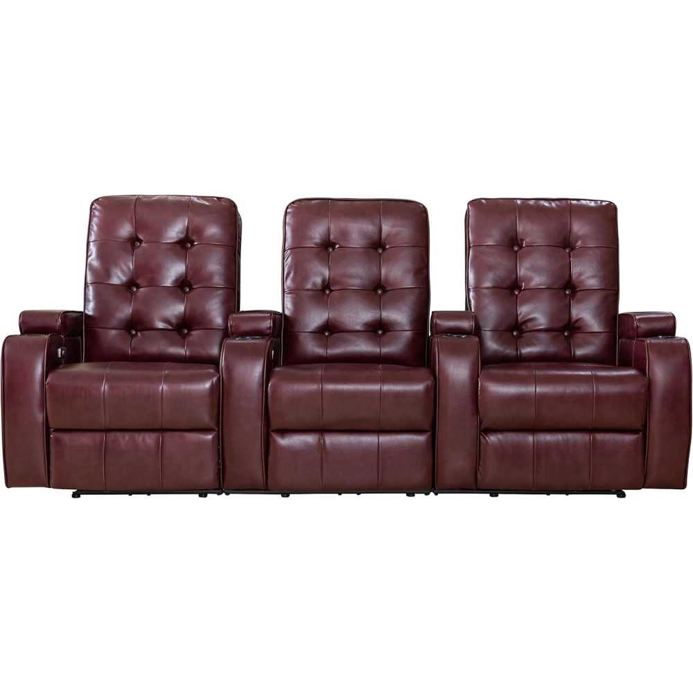 Air Leather Power Sofa w/ Cup Holders and USB Port for Gaming and Home Theater Seating