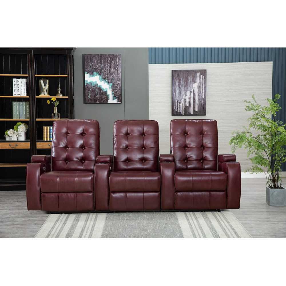 Air Leather Power Sofa w/ Cup Holders and USB Port for Gaming and Home Theater Seating