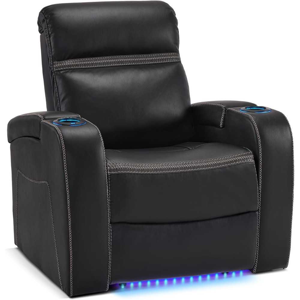 Power Recliner Chair for Luxurious Home Theater Seating w/ USB Port, LED Light