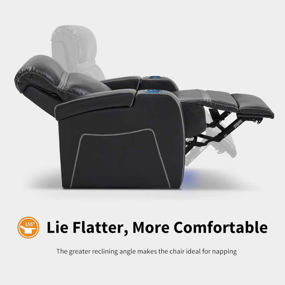 Power Recliner Chair for Luxurious Home Theater Seating w/ USB Port, LED Light