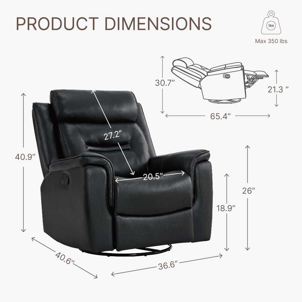 Luxurious Swivel Rocker Recliner w/ Extra Large Footrest for Your Home Theater Seating