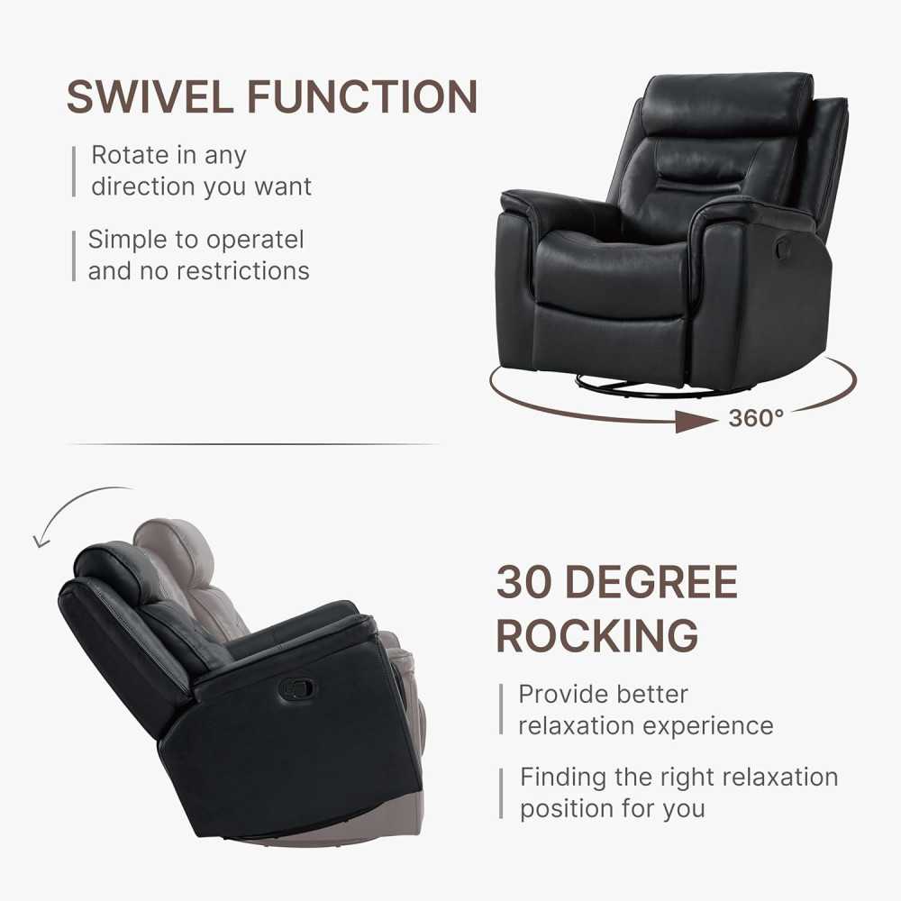 Luxurious Swivel Rocker Recliner w/ Extra Large Footrest for Your Home Theater Seating