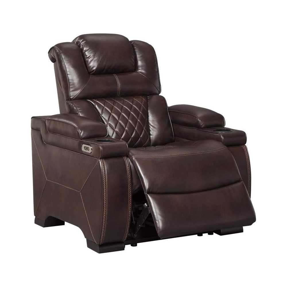 Faux Leather Power Single Recliner & Loveseat w/ Center Console For Home Theater Seating