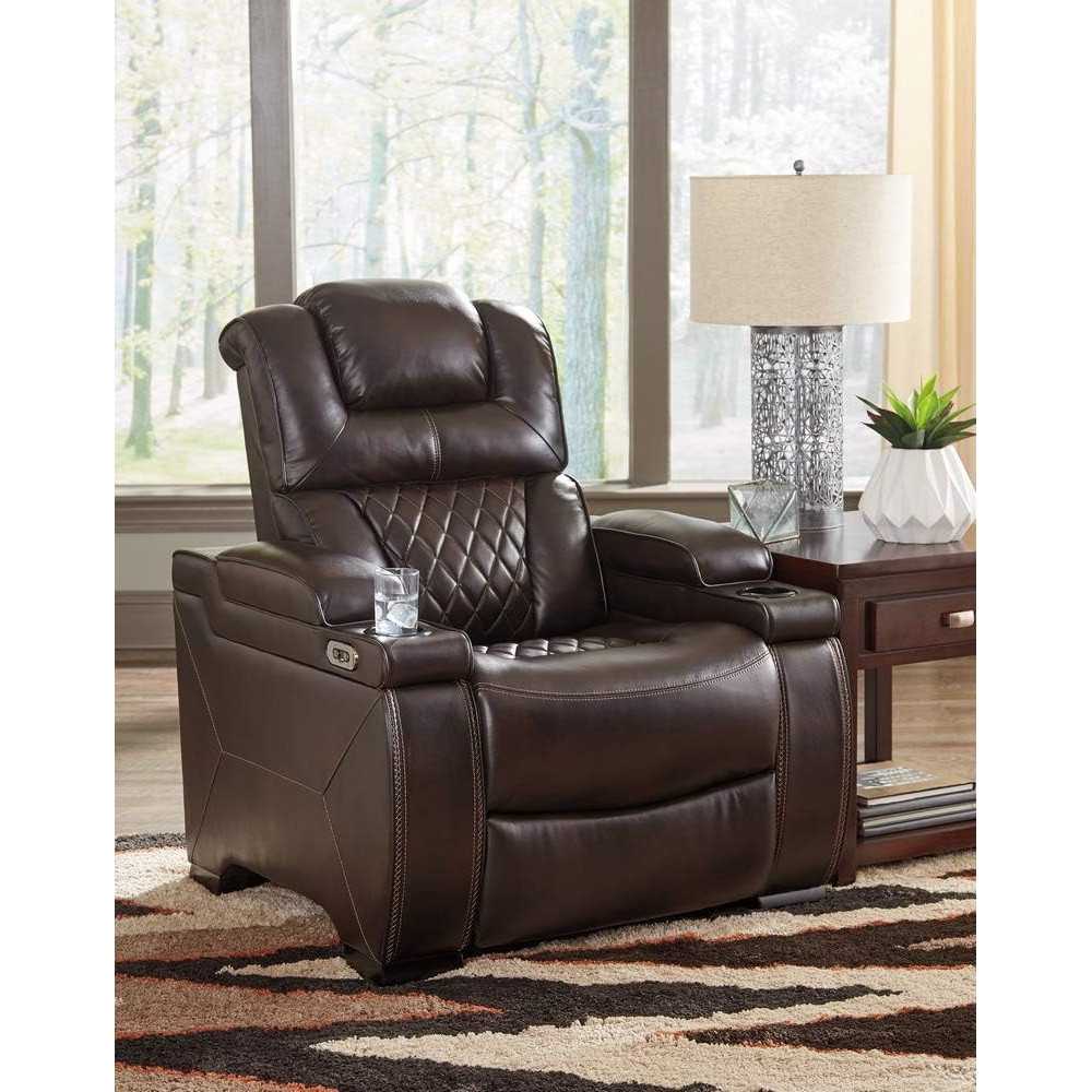 Faux Leather Power Single Recliner & Loveseat w/ Center Console For Home Theater Seating