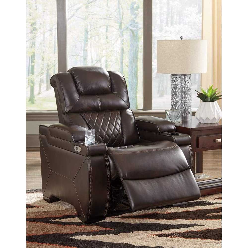 Faux Leather Power Single Recliner & Loveseat w/ Center Console For Home Theater Seating