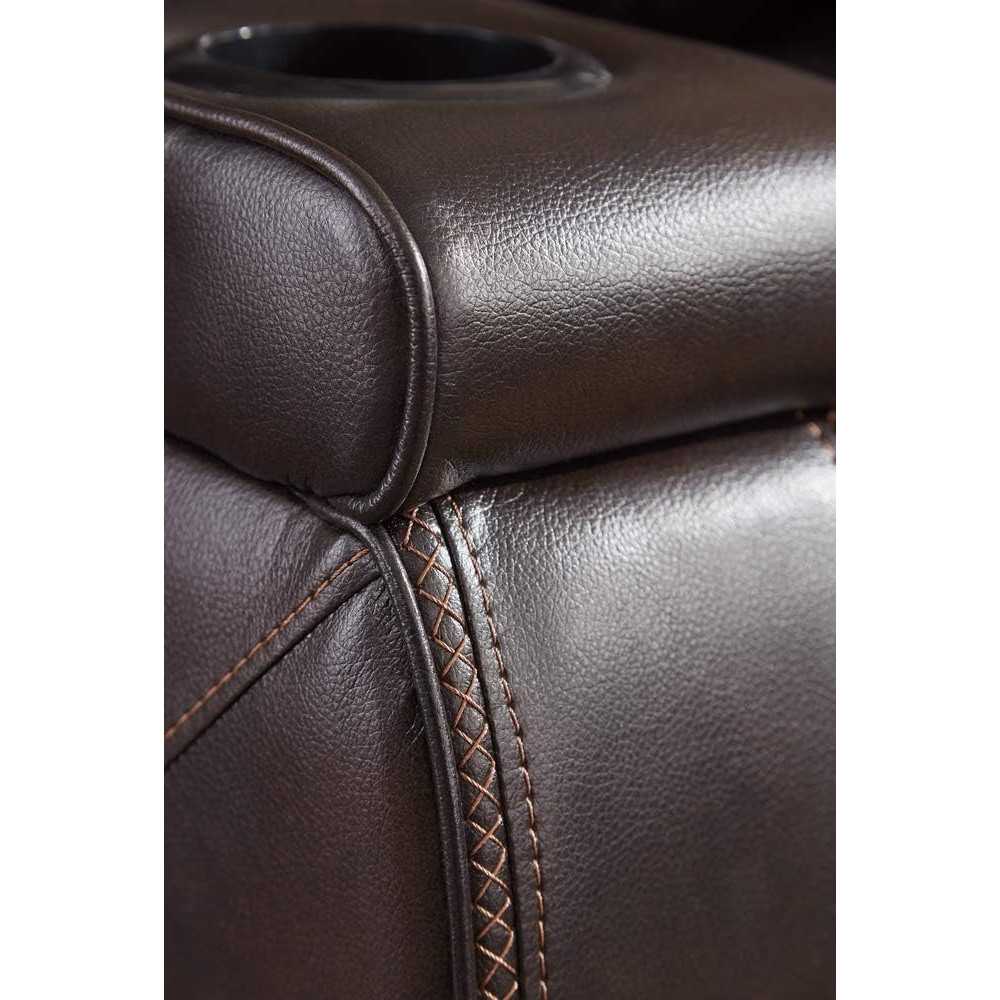 Faux Leather Power Single Recliner & Loveseat w/ Center Console For Home Theater Seating