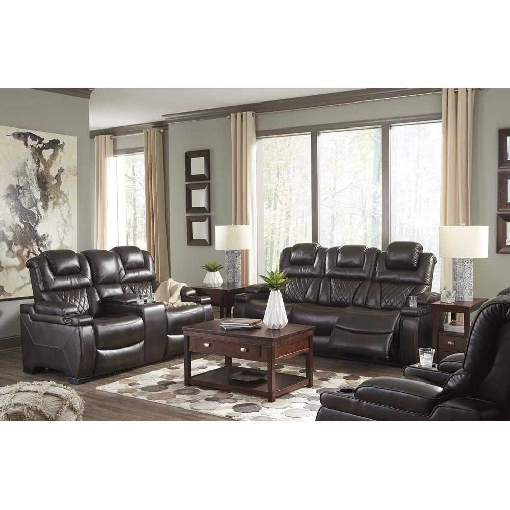 Faux Leather Power Single Recliner & Loveseat w/ Center Console For Home Theater Seating