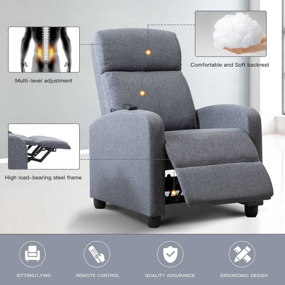 Home Modern Massage Recliner Faux Leather Chair For Home Theater Seating