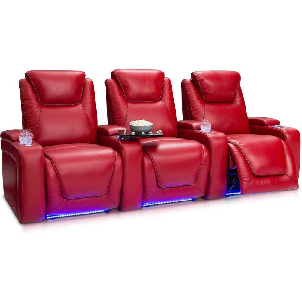 Air Leather Power Sofa w/ Cup Holders and USB Port for Gaming and Home Theater Seating