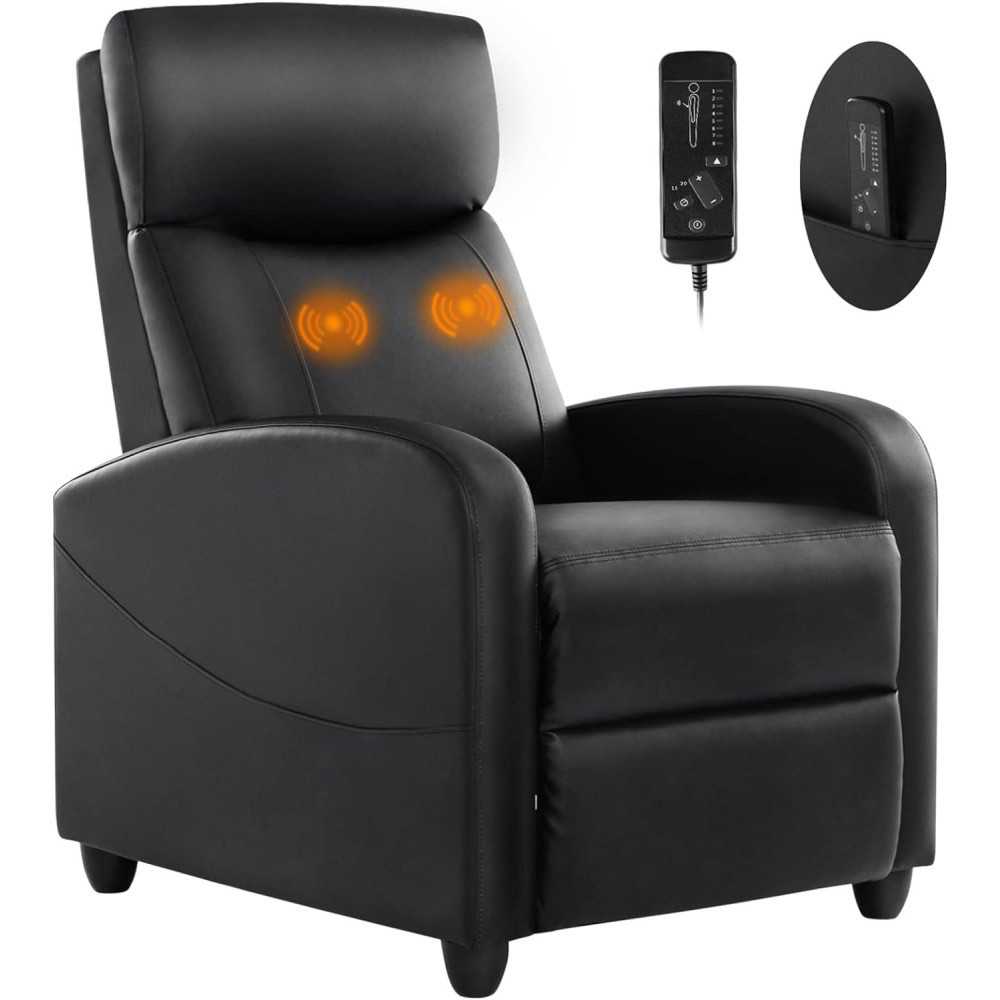 Luxurious Leather Recliner w/ Overstuffed Armrests for Stylish Home Theater Seating