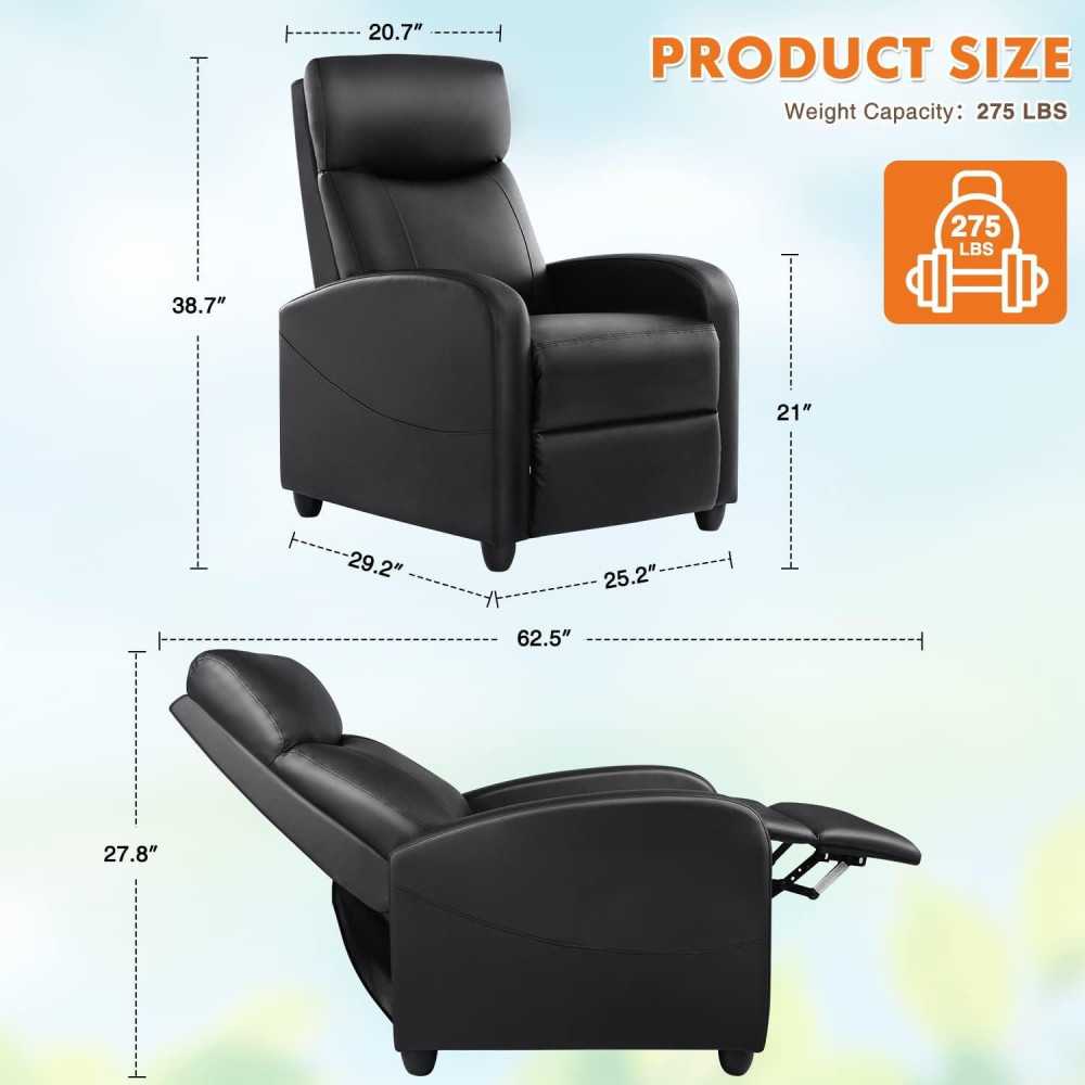 Plush PU Leather Small Sofa Home Theater Reclining Chair