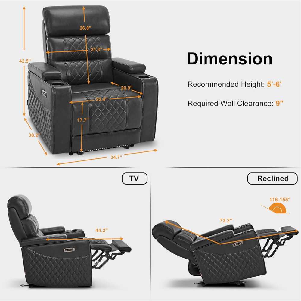 Power Recliner Chair w/ Modern Features for Your Home Theater Seating Experience