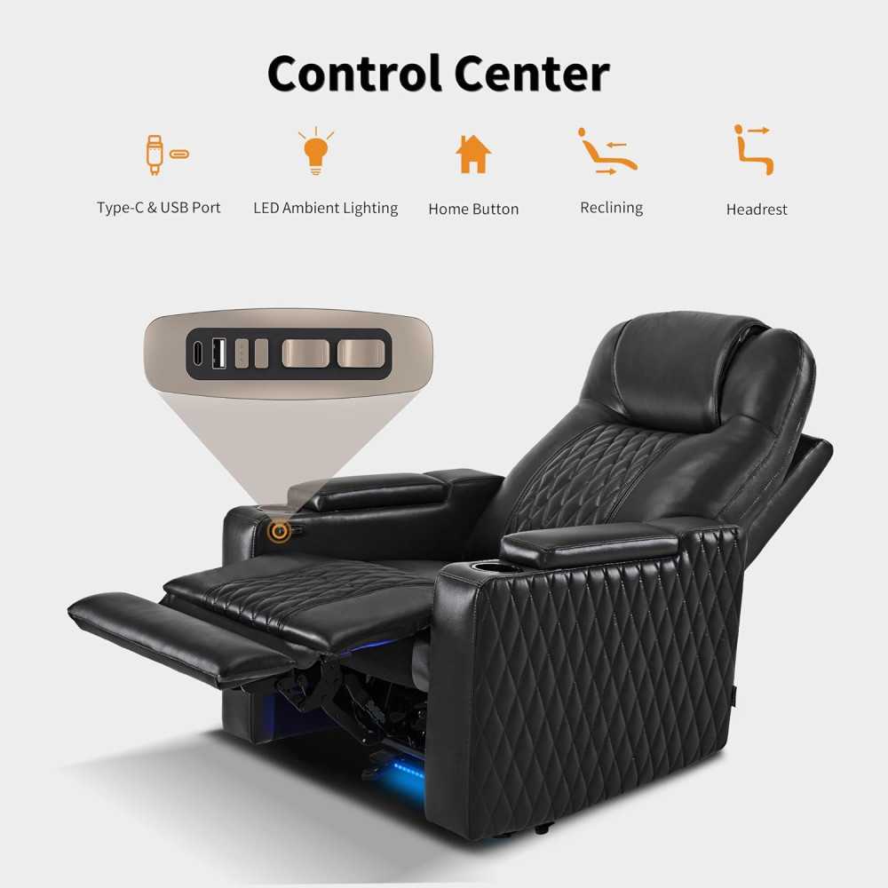 Power Recliner Chair w/ Adjustable Headrest - Your Ideal Home Theater Seating