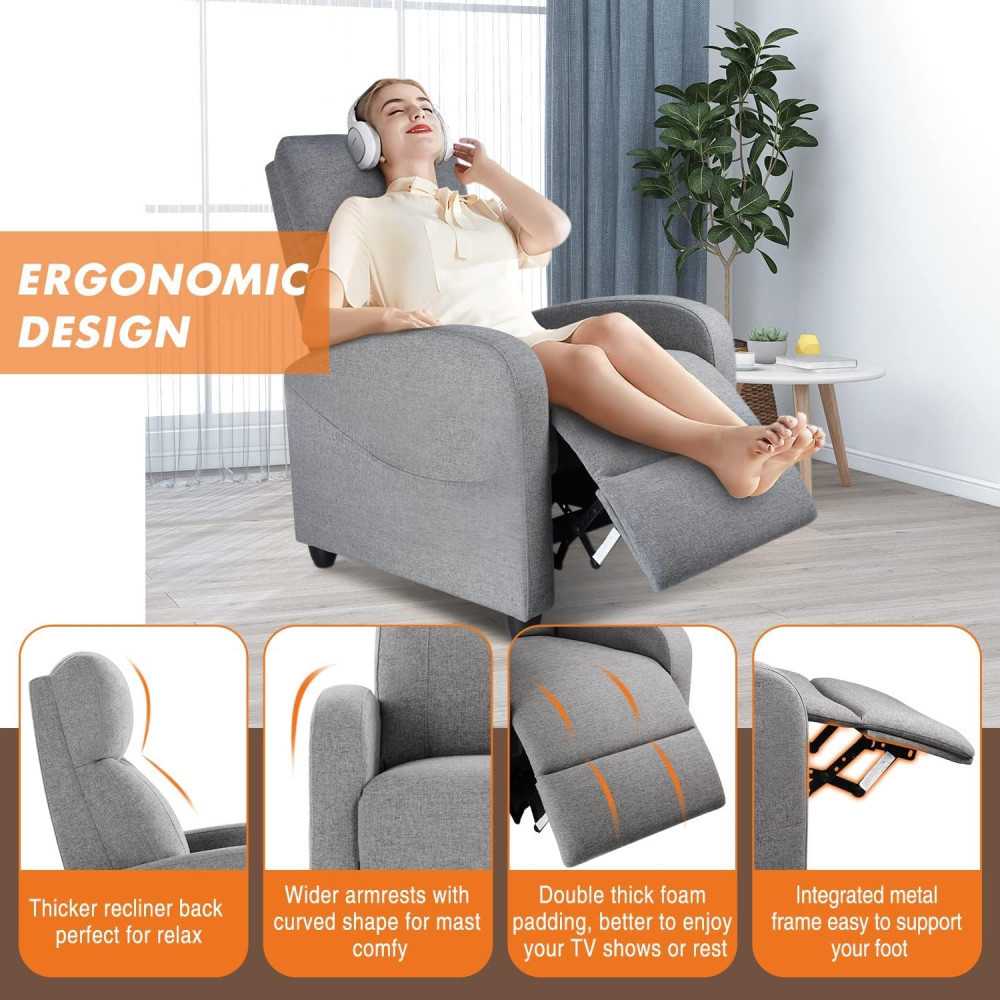 Modern Reclining Chair for Home Theater Seating and Lumbar Support