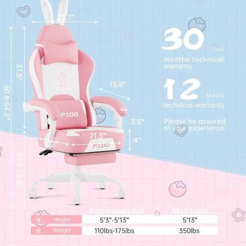 Adult Gaming Chair Featuring Footrest, Lumbar Support, and Wide Cushion | TekChoice Electronics