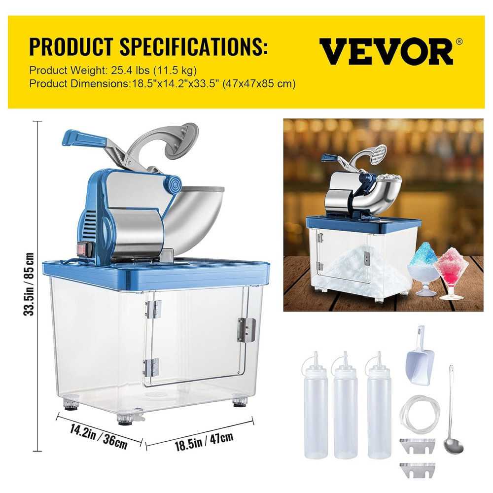 VEVOR Commercial Ice Crusher for Perfect Snow Cones in Family, Restaurants, and Bars