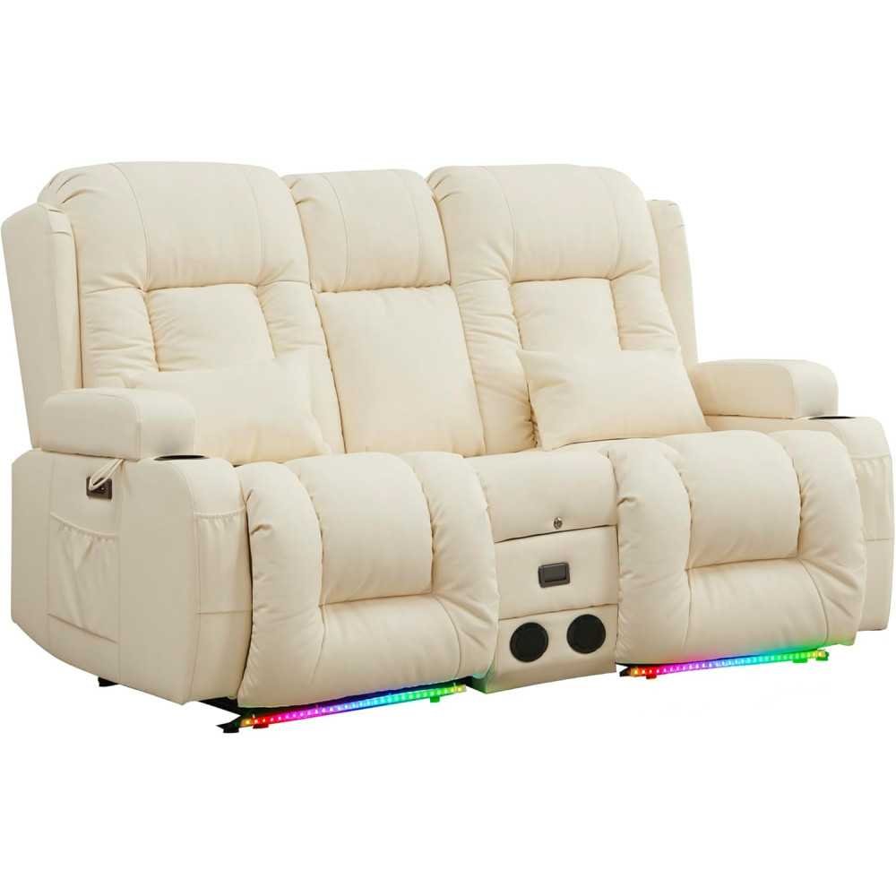 Luxurious PU Leather Home Theater Seating with Smart LED Lighting and High-Tech Features | TekChoice Electronics