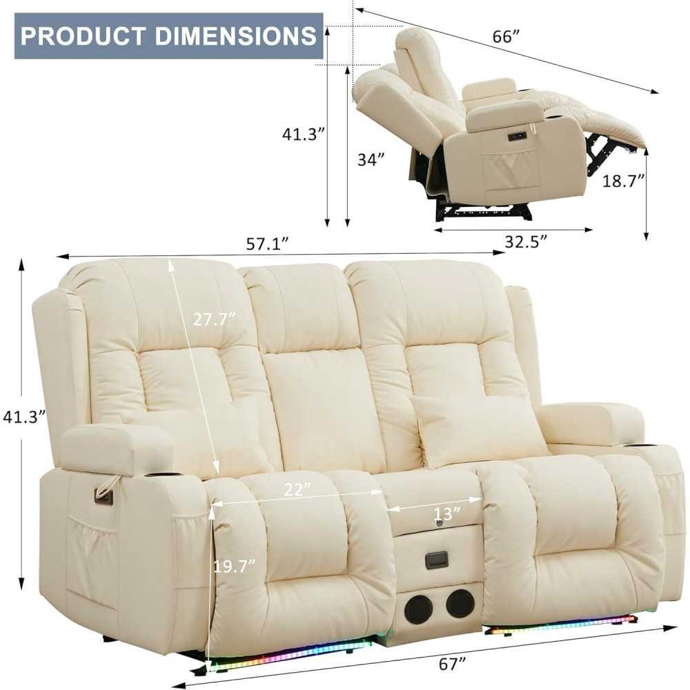 Luxurious PU Leather Home Theater Seating with Smart LED Lighting and High-Tech Features | TekChoice Electronics