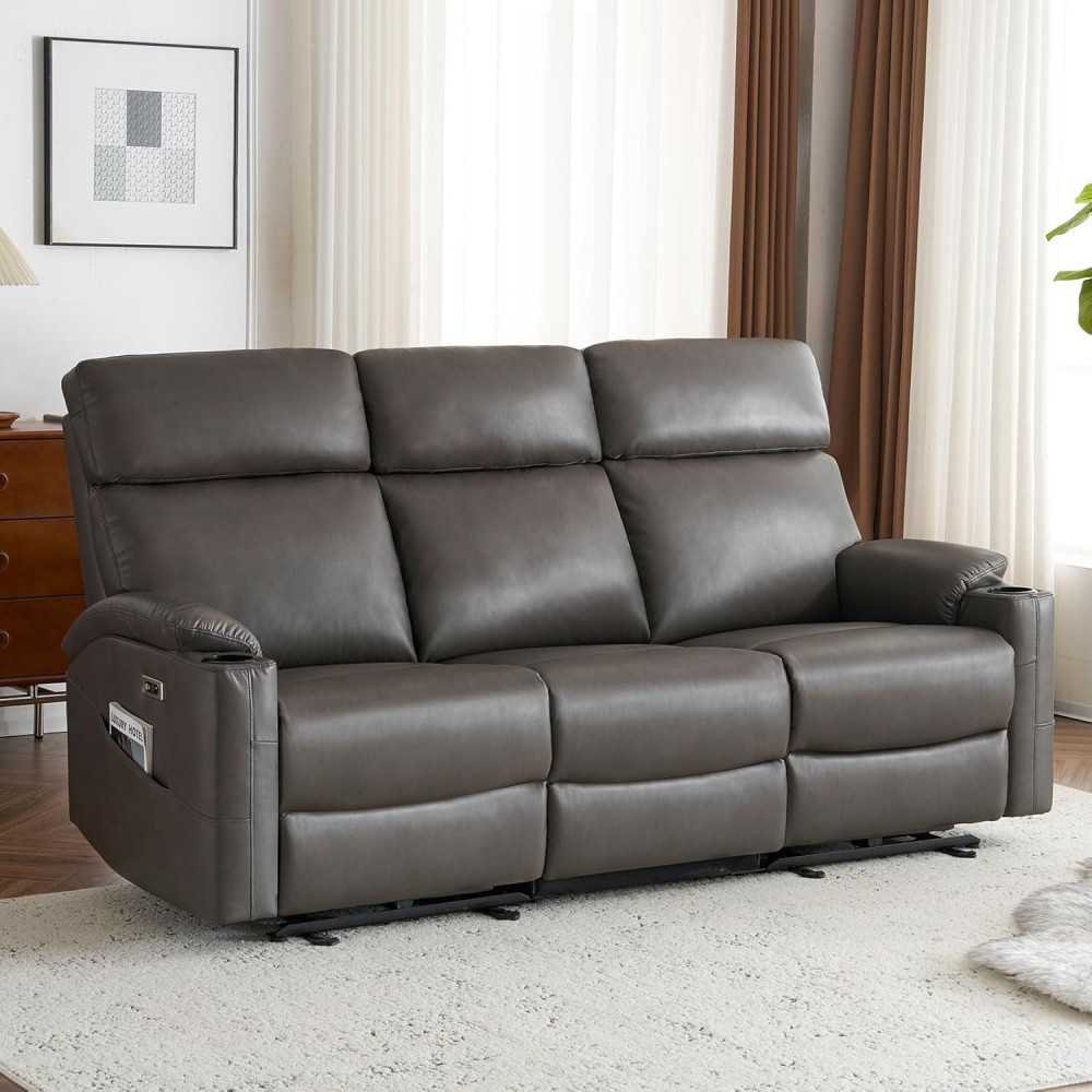 Electric 3-Seat Recliner Sofa with USB Ports and Cup Holders | TekChoice Electronics