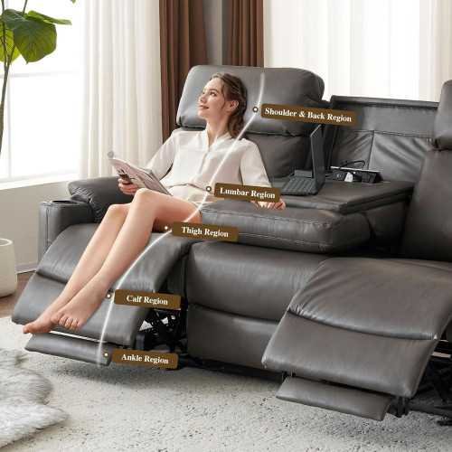 Electric 3-Seat Recliner Sofa with USB Ports and Cup Holders | TekChoice Electronics