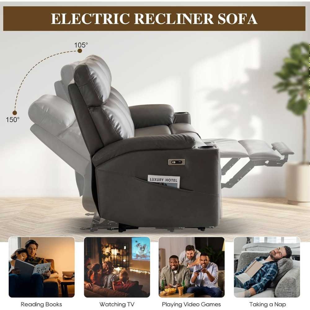 Electric 3-Seat Recliner Sofa with USB Ports and Cup Holders | TekChoice Electronics