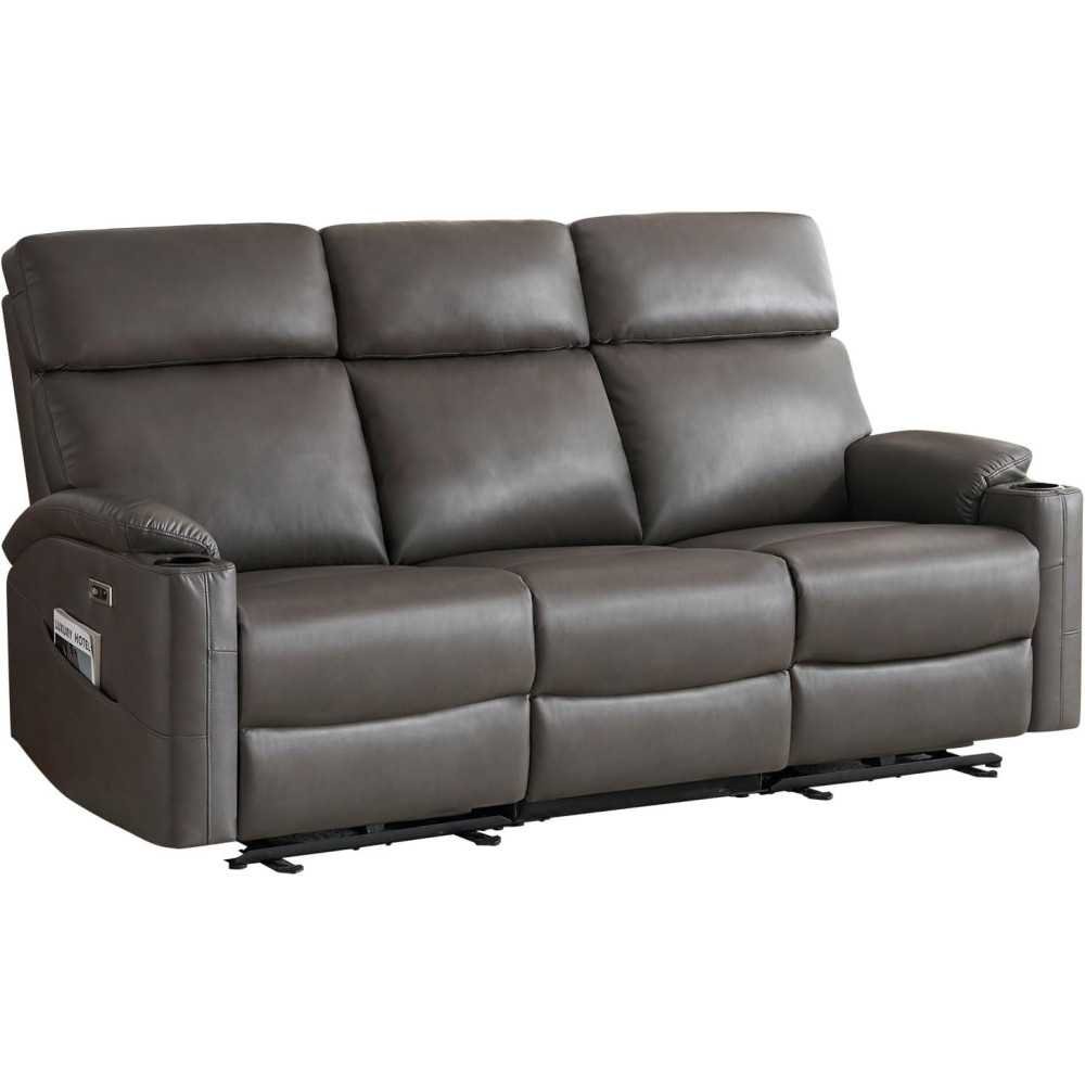 Electric 3-Seat Recliner Sofa with USB Ports and Cup Holders | TekChoice Electronics