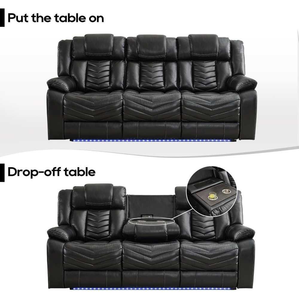 Manual Recliner Sofa Set featuring Wireless Charger, Bass Speakers, and LED Lights | TekChoice Electronics