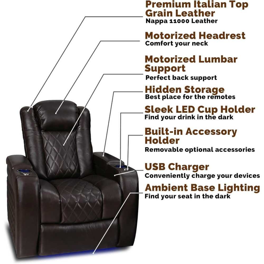 Top-Grain Italian Nappa Leather Home Theater Seating | TekChoice Electronics