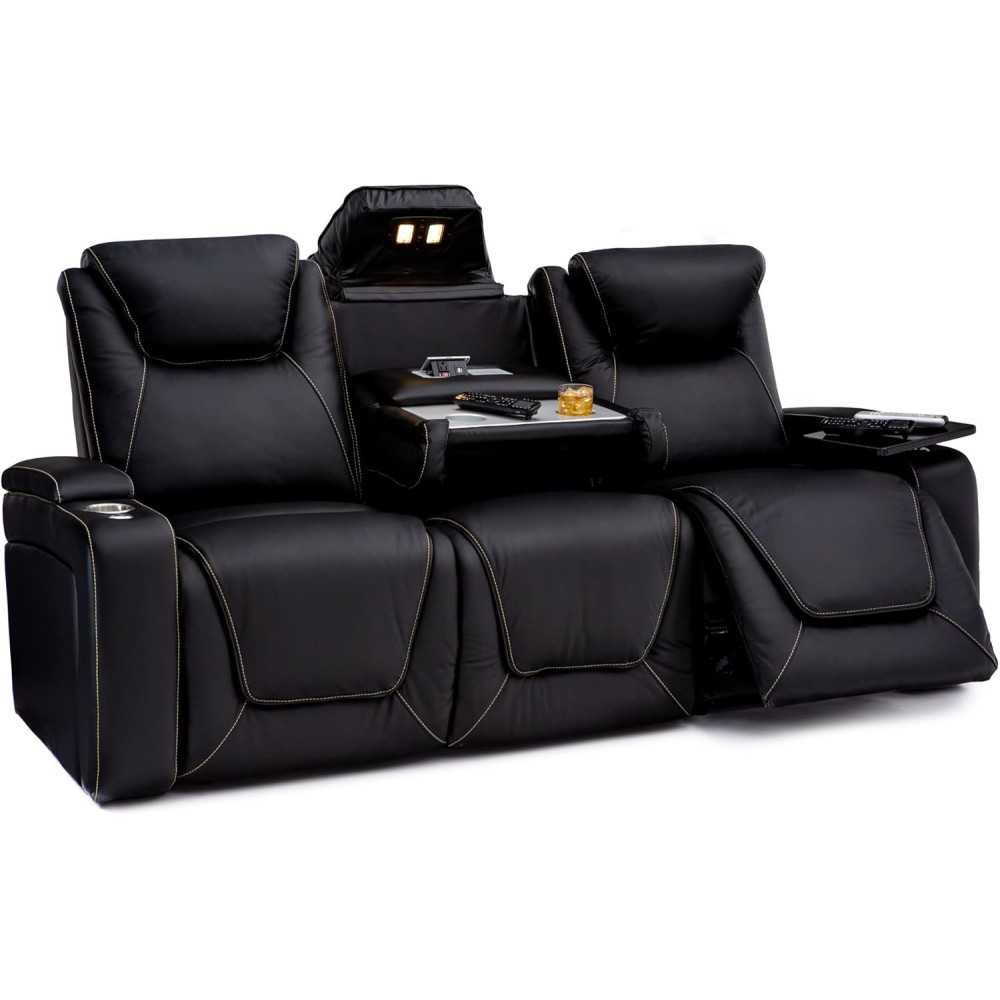 Italian Leather Home Theater Seating with Powered Headrest and Lumbar Support | TekChoice Electronics