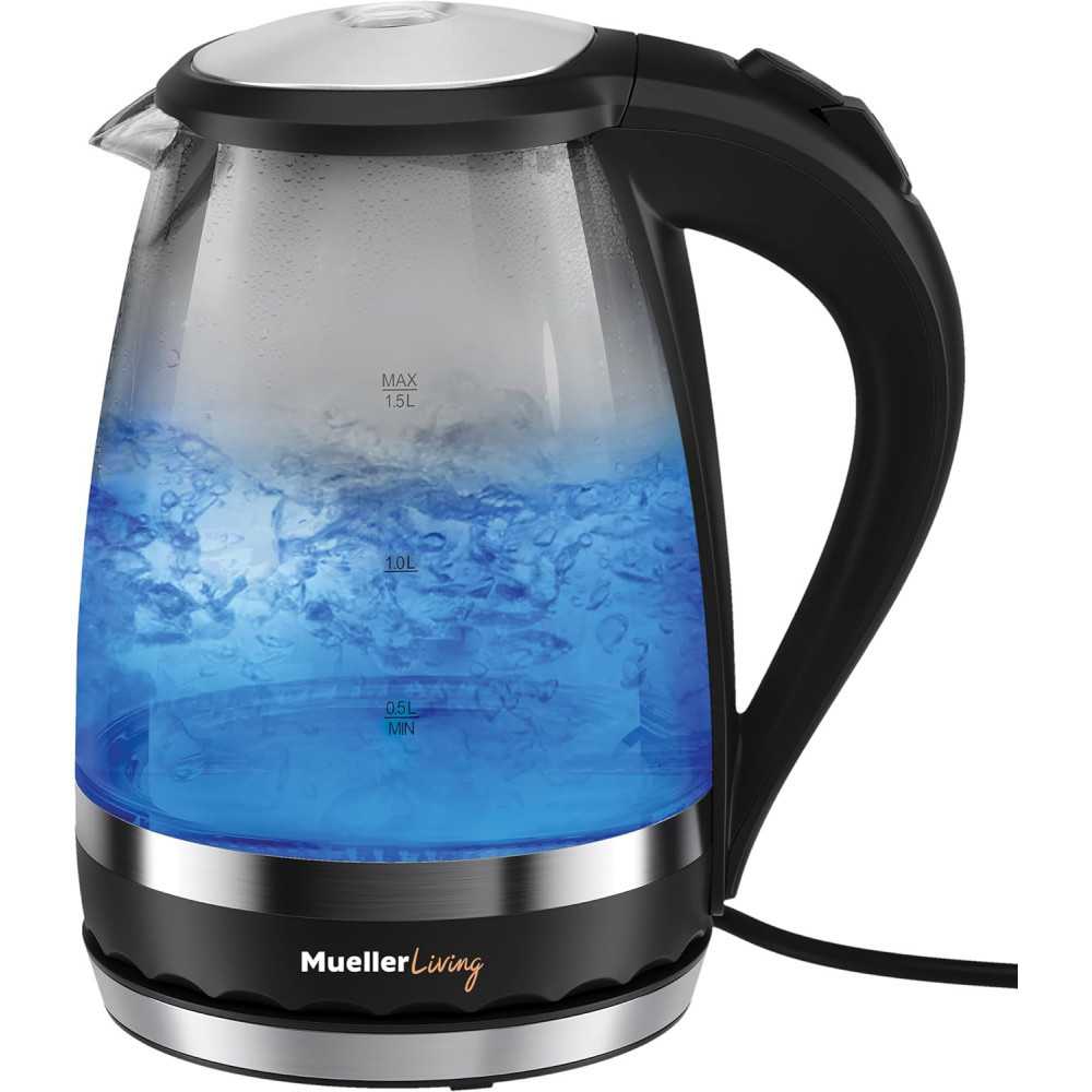 MuellerLiving Glass Kettle w/ SpeedBoil Tech and LED Light