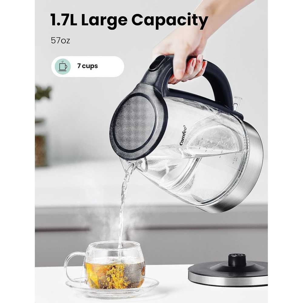 Glass Electric Tea Kettle for Fast Boiling and Safety Features