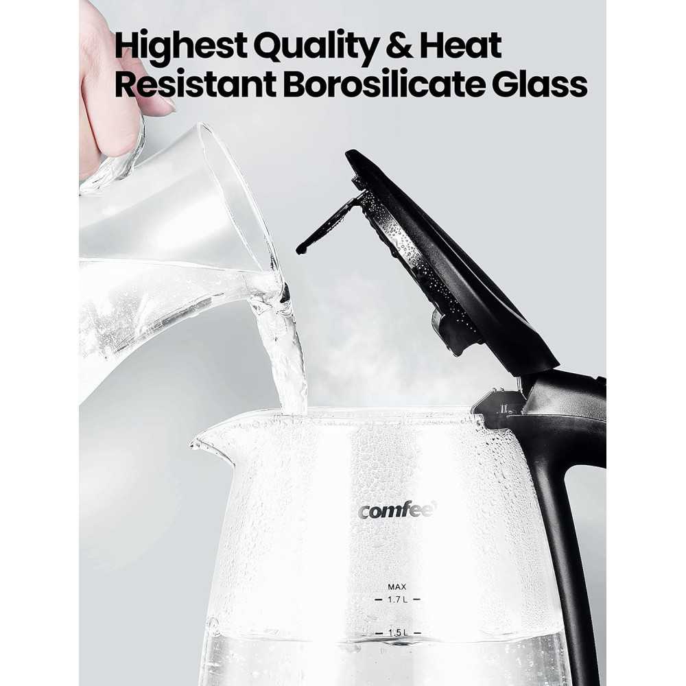 Glass Electric Tea Kettle for Fast Boiling and Safety Features