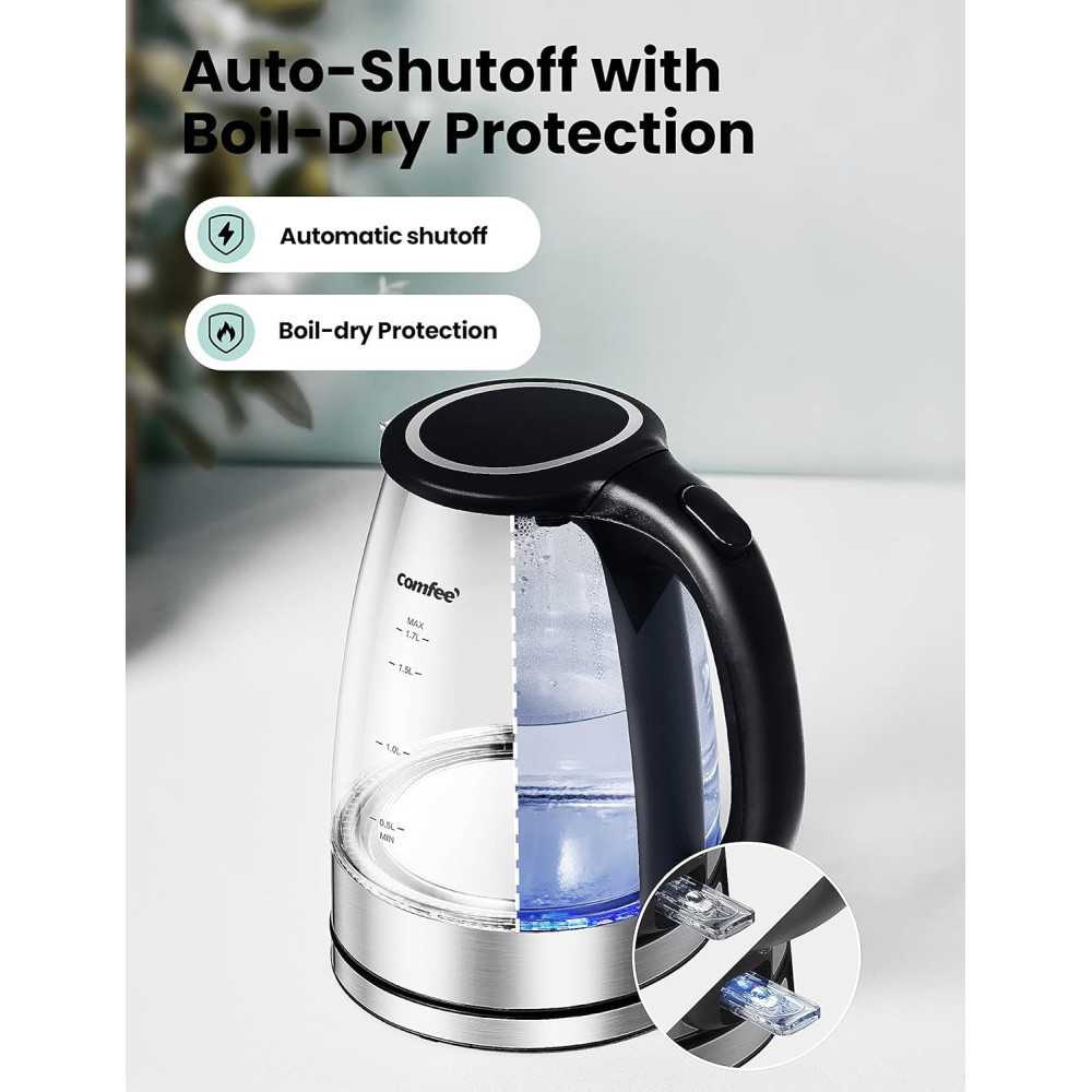 Glass Electric Tea Kettle for Fast Boiling and Safety Features